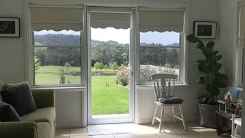 TV, fireplace, DVD player, books