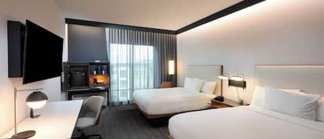 Room, 2 Queen Beds, Non Smoking | Desk, laptop workspace, blackout drapes, iron/ironing board