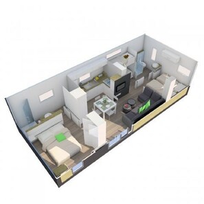 Floor plan - comfortable mobile home on the lake with whirlpool (WA101) (Wackersdorf)