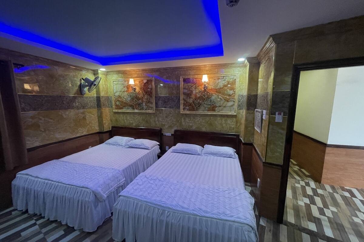 Desk, free WiFi, bed sheets