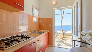 Double Room (Double Room with Terrace and Sea View) | Private kitchenette | Fridge, microwave, stovetop, electric kettle