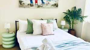 2 makuuhuonetta, vuodevaatteet