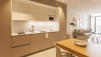 Apartamento familiar, 1 habitación | Cocina privada | Placa de cocina, lavavajillas, cafetera o tetera y tostadora
