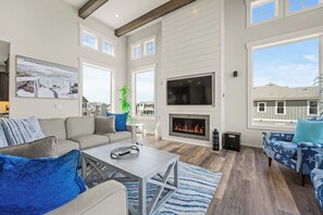 TV, fireplace, DVD player, video library