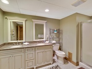 Ducha, secador de pelo y toallas