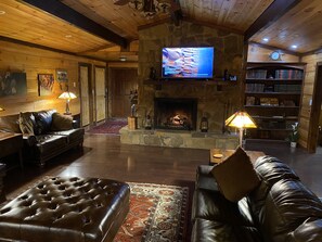 TV connectée, cheminée, jeux vidéo, lecteur de DVD