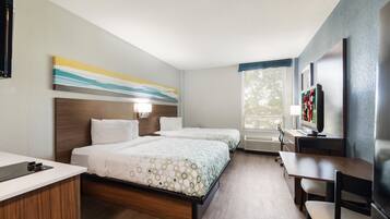 Studio, 2 Double Beds, Non Smoking | Desk, laptop workspace, blackout curtains, free WiFi