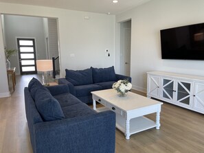 Smart TV, table football, ping pong, computer monitors