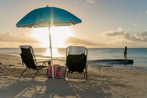 Beach nearby, sun-loungers