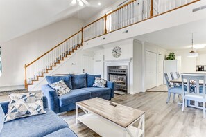 House, 3 Bedrooms, Balcony | Living room | TV, DVD player - 4102 South Ocean Blvd by Escape (North Myrtle Beach)