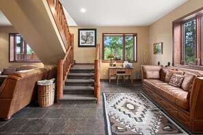 TV connectée, cheminée, jeux vidéo, lecteur de DVD