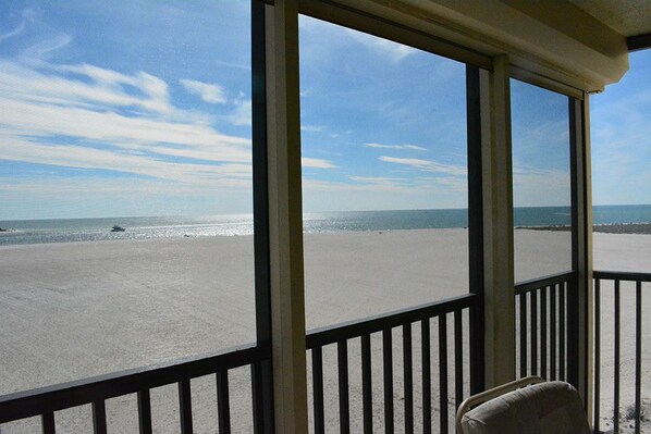 On the beach, sun-loungers, beach towels - Island Getaway on a Private Beach, Spectacular Gulf & Bay Views, Heated Pool (Fort Myers Beach)