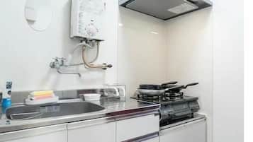 Fridge, microwave, stovetop, rice cooker