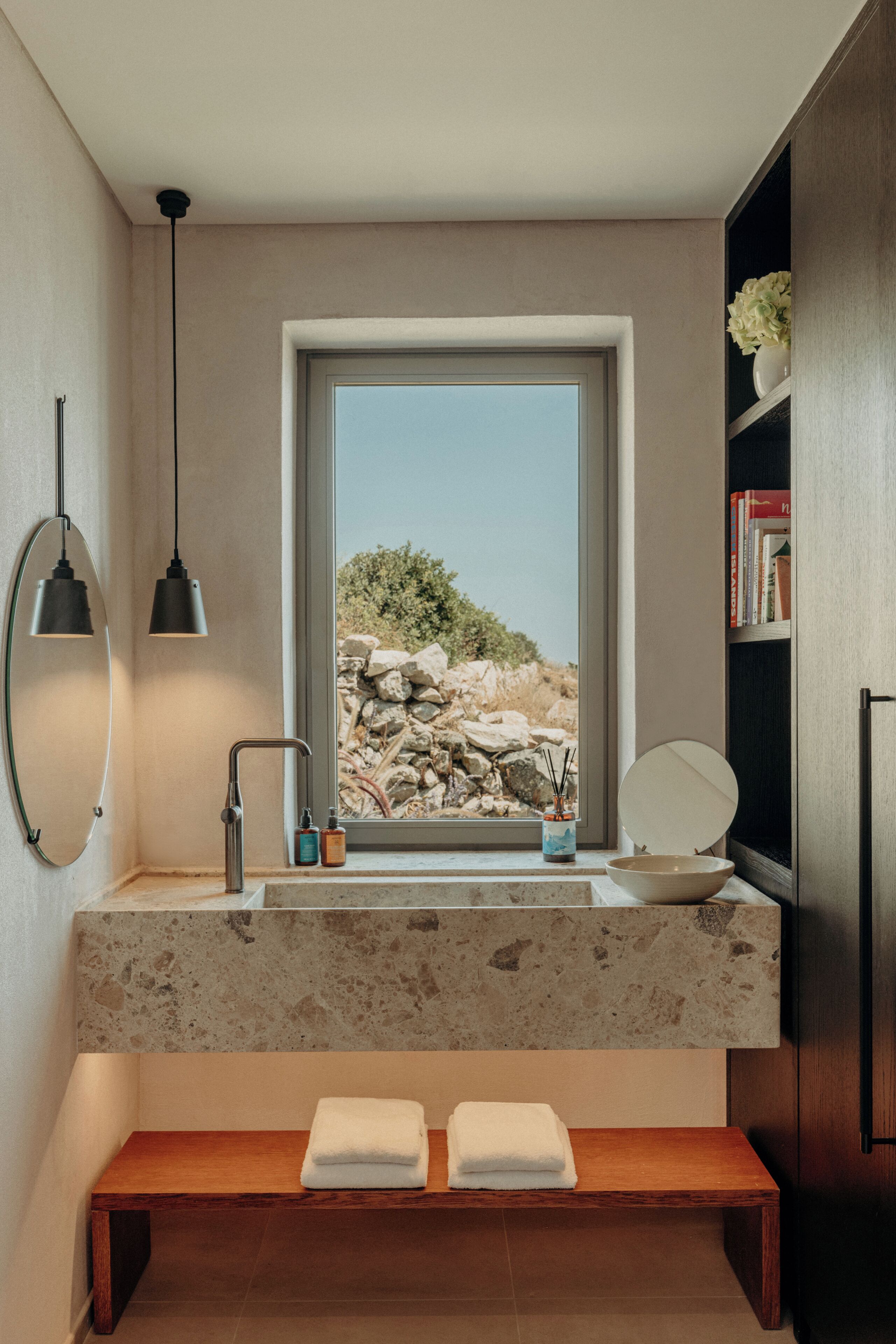 Junior Residence with Private Heated Plunge Pool and Sea View | Bathroom | Shower, rainfall showerhead, designer toiletries, hair dryer