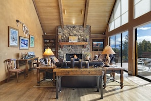TV, fireplace