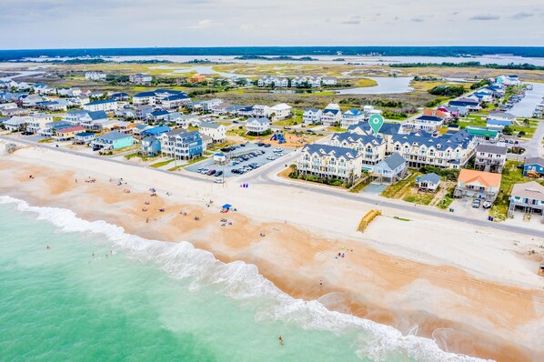 Beach nearby, sun loungers