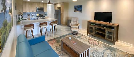 TV, DVD player, books