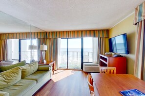 TV, DVD player, video library