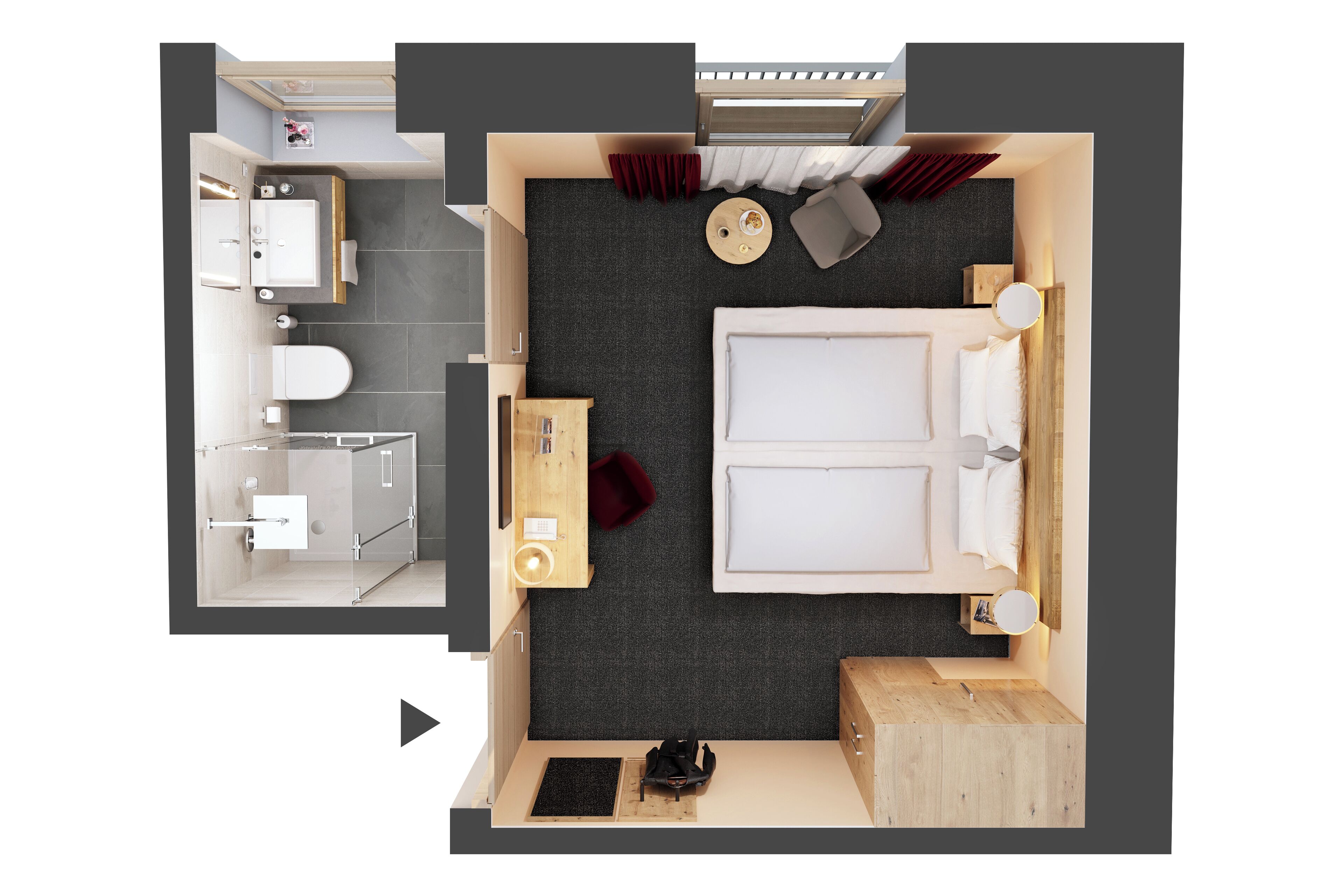 Basic-rum | Sängtillbehör av högsta kvalitet, duntäcken och minibar