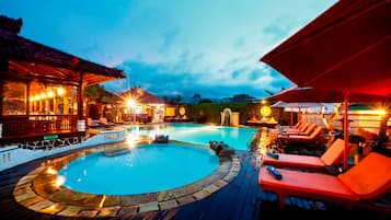 Outdoor pool, open 7:00 AM to 11:00 PM, pool umbrellas, pool loungers