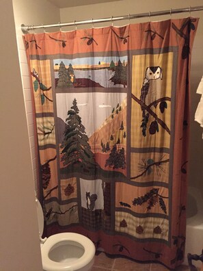 Ensemble douche/baignoire, sèche-cheveux, serviettes fournies, savon