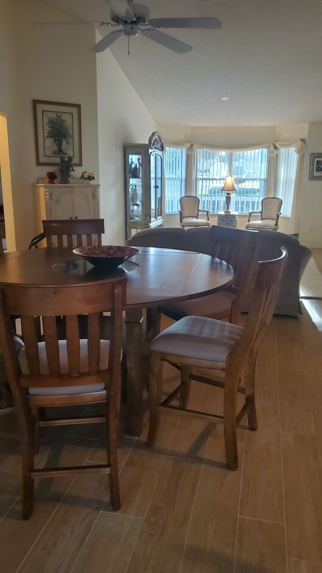 All tile flr. Golf&water views. Very private w/ full patio set in screened lanai