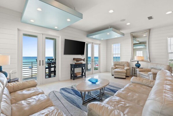 Smart TV, fireplace - Luxury Gulf-Front Escape | 7BR | Private Pool, Elevator, Beach Service, Private Beach Entrance (Miramar Beach)