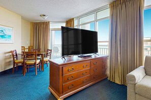 TV, DVD player, video library - 18th-floor, partial ocean-view, snowbird condo with pool, hot tub, & W/D (Myrtle Beach)