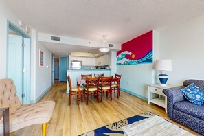 TV, DVD player, video library - Oceanfront condo: 2bedroom with W/D, pool, hot tub, & central AC (Myrtle Beach)