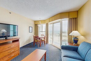 TV, DVD player, video library