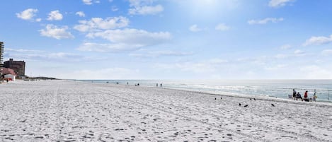 On the beach, beach towels