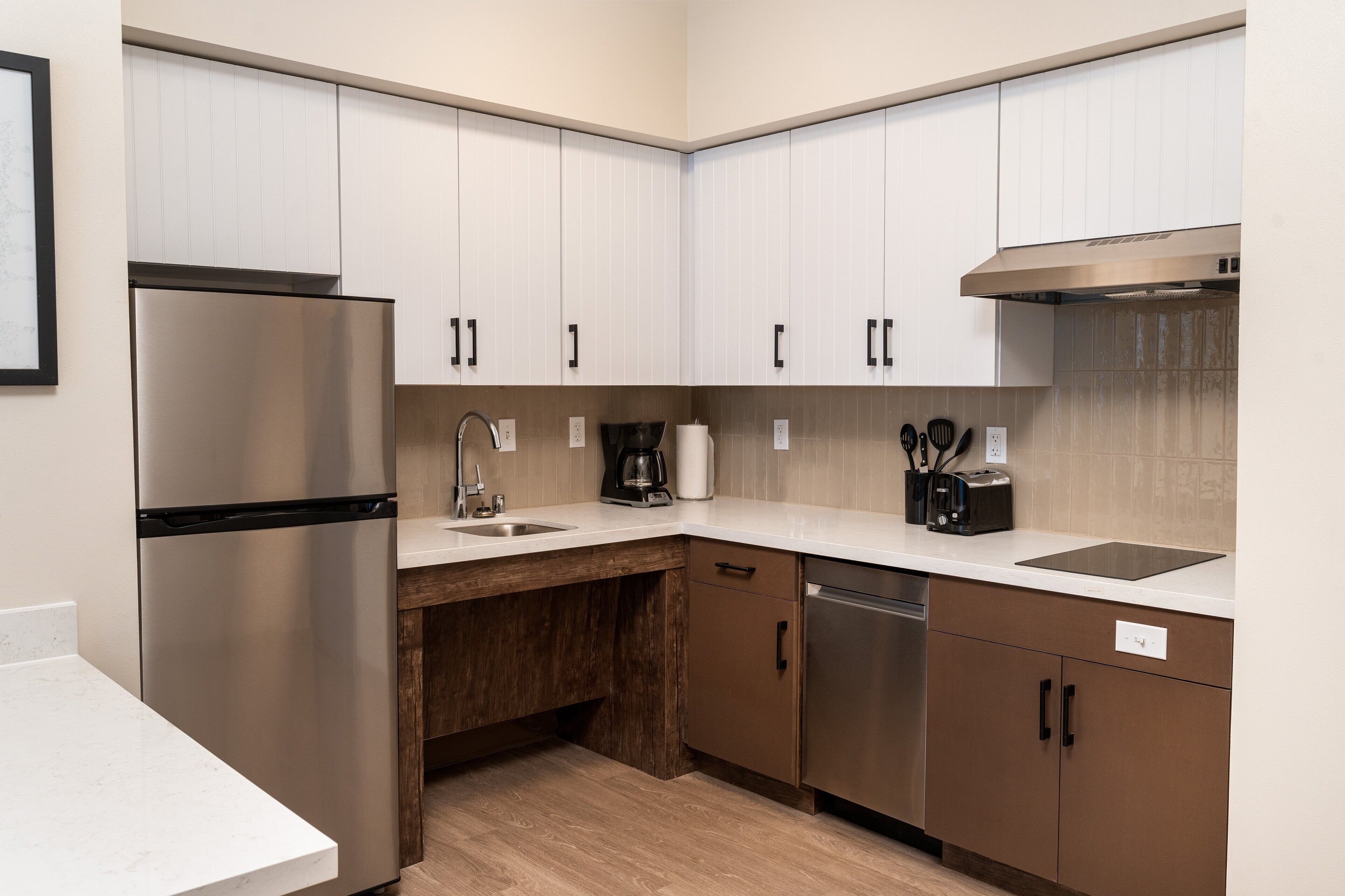 2 bedrooms, desk, blackout curtains, iron/ironing board