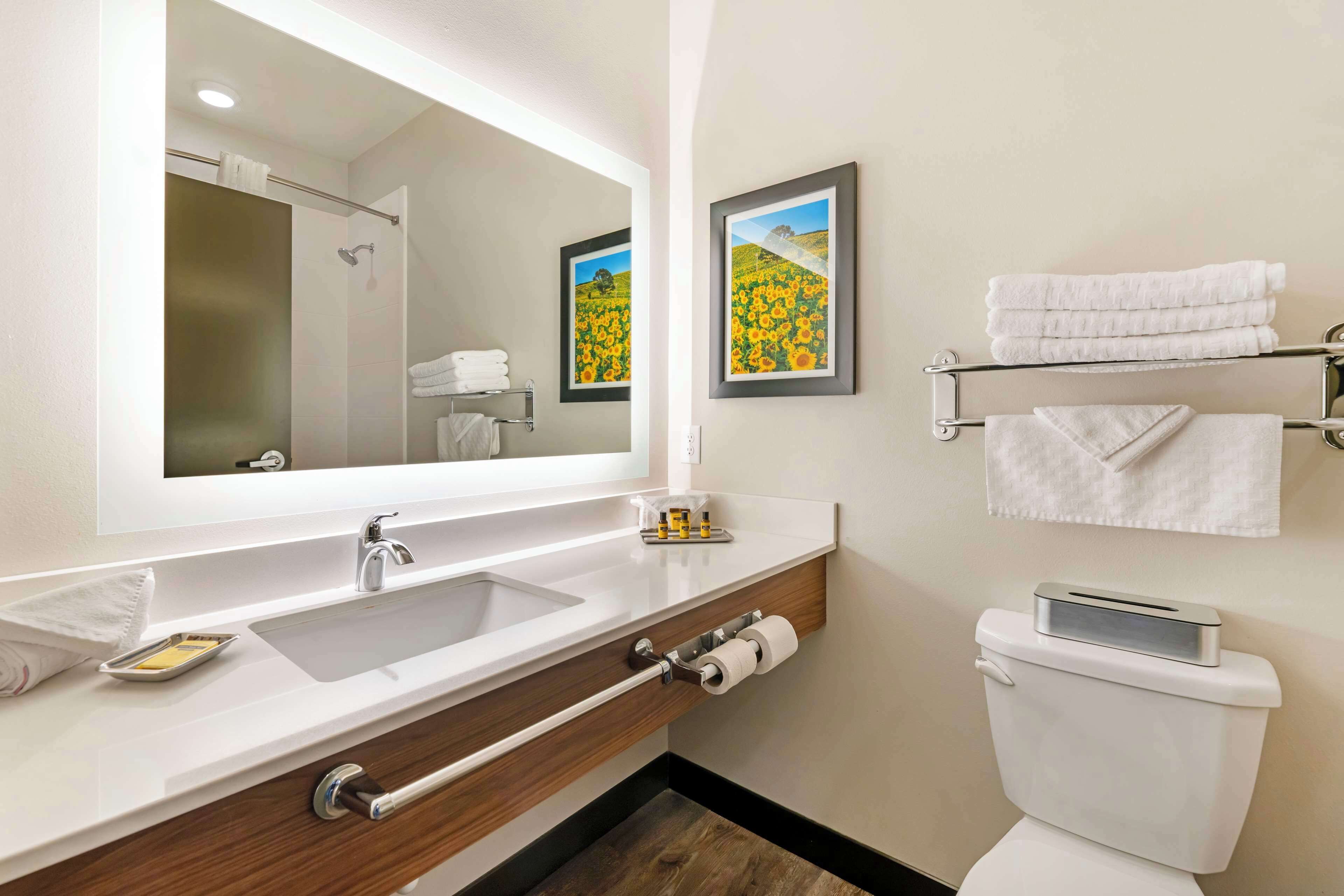 standard room, 2 queen beds, non smoking, refrigerator & microwave | bathroom | combined shower/bathtub, hair dryer, towels