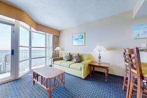 TV, DVD player, video library - 11th-floor oceanfront condo with AC, washer/dryer, pools, & hot tub (Myrtle Beach)