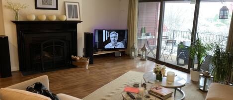 Televisor, llibres, biblioteca musical i videoteca