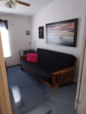 Téléviseur connecté, lecteur de DVD, livres, sélection de musique