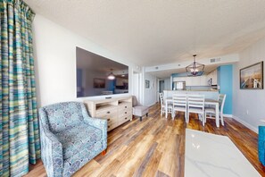 TV, DVD player, video library