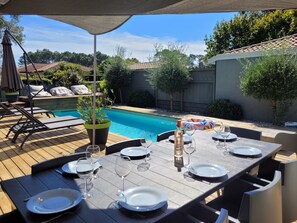 Outdoor dining - VILLA BIDAOUS 4*-heated pool, table tennis, 3 bicycles, real table football-Messanges (Messanges)
