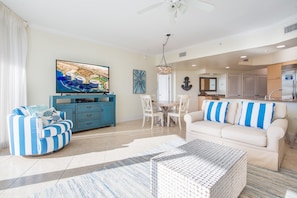 Smart TV, DVD player, ping pong, books