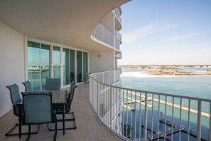 Outdoor dining - Renovated Beach Haven with Wraparound View! Complimentary Boat Slip! (Orange Beach)