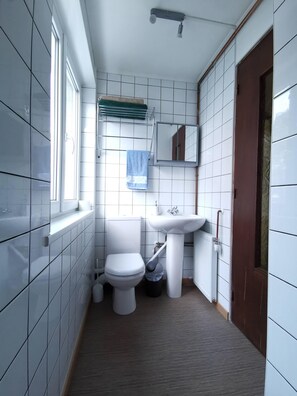 Douche, séchoir à cheveux, serviettes fournies