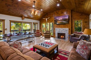 Smart TV, fireplace, video games, books