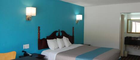 Desk, free WiFi, bed sheets