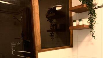 Shower, rainfall showerhead, hair dryer, bidet