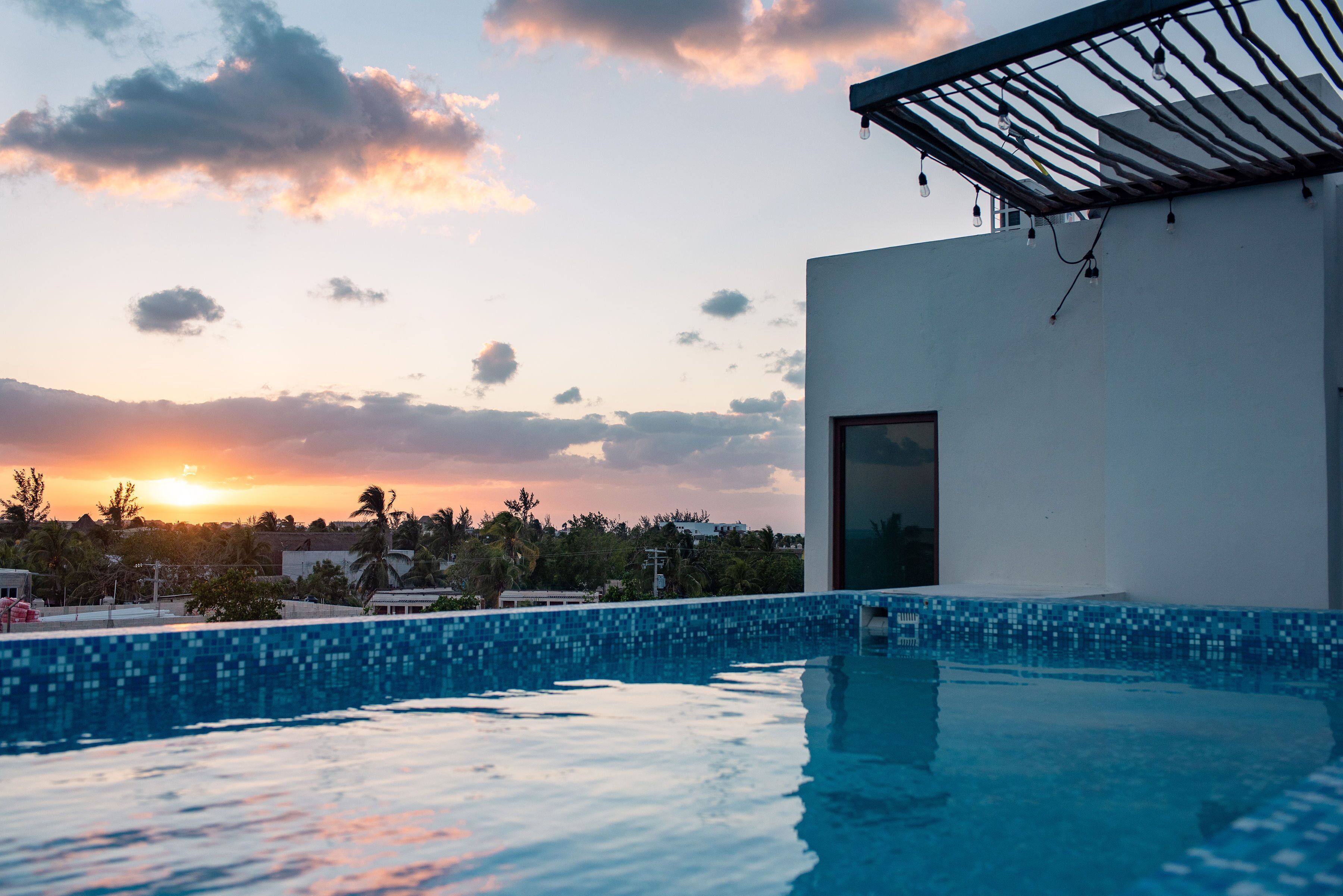 Outdoor pool, sun loungers
