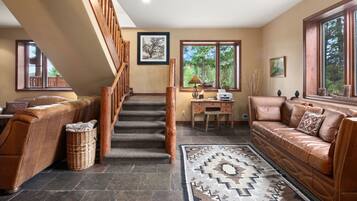 TV, fireplace, video games, DVD player