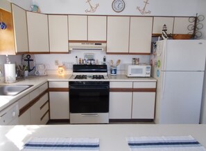 Fridge, microwave, dishwasher, coffee/tea maker