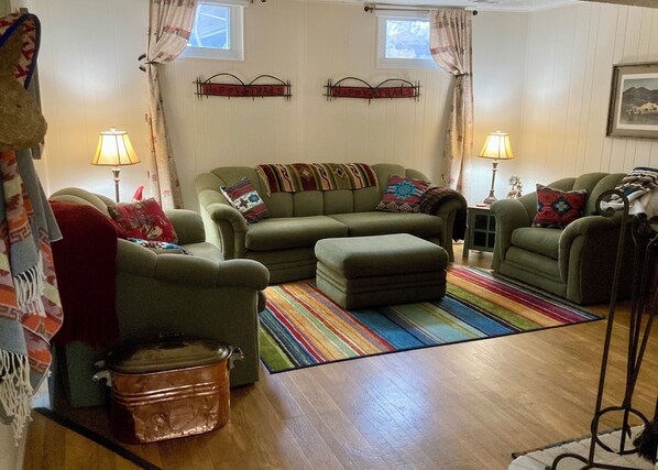 Smart TV, fireplace, video games, books