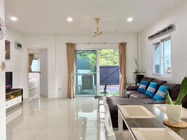 Family Villa, 2 Bedrooms, Private Pool | Living area | 49-inch flat-screen TV with digital channels, TV, Netflix
