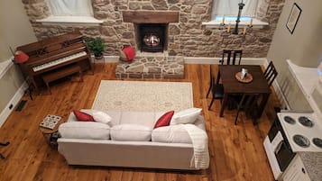 Fireplace, books